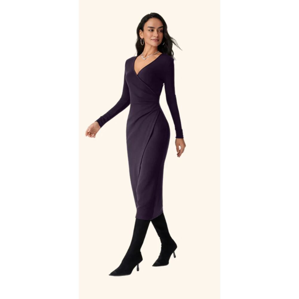 OGL MaxWarm Surplice Wrap Long Sleeve Dress NWT SIZE M - Picture 2 of 3